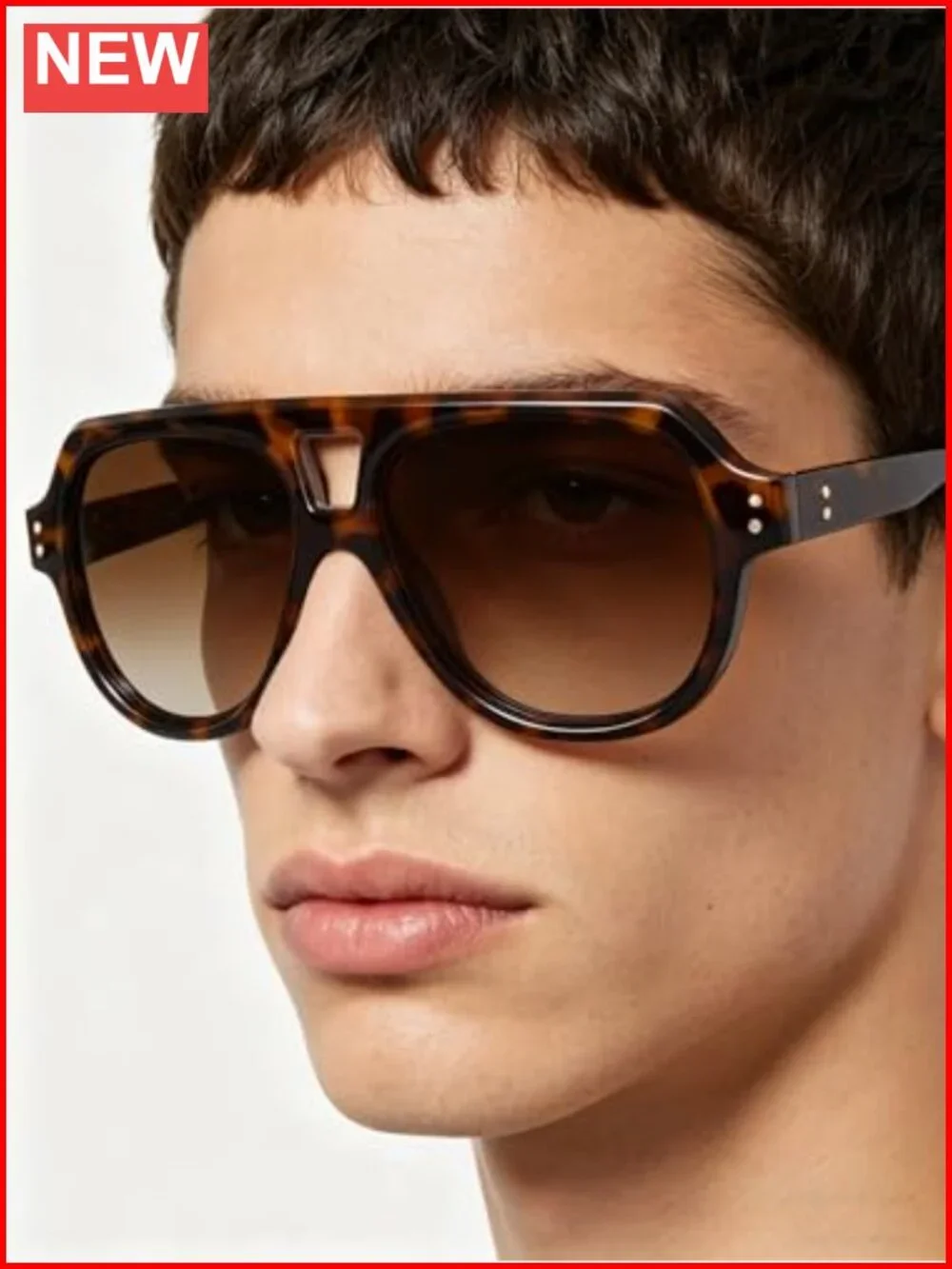 Retro Polarized Chunky Aviator Sunglasses for Women Men Square Oversized Pilot